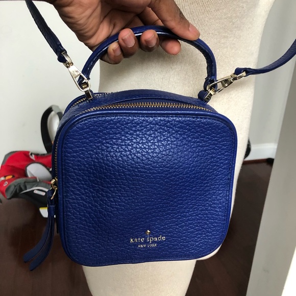 Kate Spade Bright Indigo Pebbled Leather Box Crossbody - Picture 13 of 14